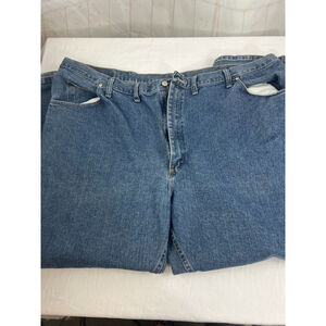 Men’s Wrangler Relaxed Fit Straight Leg Jeans Size 48x30 Blue 5-Pocket Denim EUC